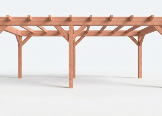 Constructiepakket plat dak | 7015x3460x2500mm | fijnbezaagd Douglas    CP-10.1008