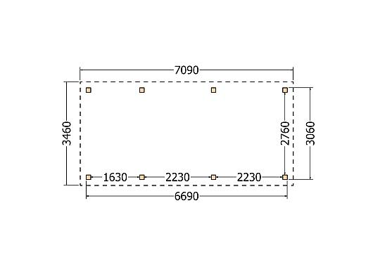 Constructiepakket kapschuur | 7090x3460x3445mm | fijnbezaagd Douglas    CP-20.1009