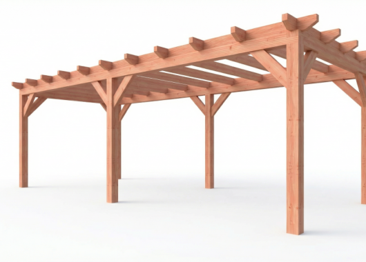 Constructiepakket plat dak | 7660x3460x2500mm | fijnbezaagd Douglas     CP-10.1010