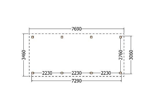 Constructiepakket kapschuur | 7690x3460x3445mm | fijnbezaagd Douglas    CP-20.1011