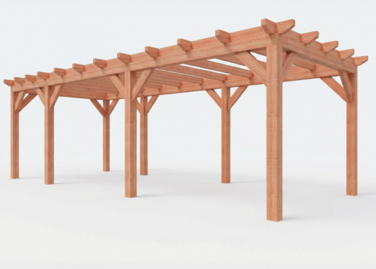 Constructiepakket plat dak | 8150x3460x2500mm | fijnbezaagd Douglas    CP-10.1012