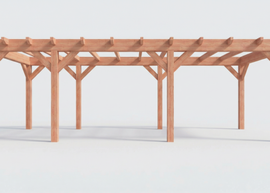 Constructiepakket plat dak | 8150x3460x2500mm | fijnbezaagd Douglas    CP-10.1012