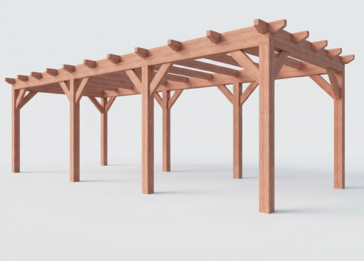 Constructiepakket plat dak | 8220x3460x2500mm | fijnbezaagd Douglas    CP-10.1013