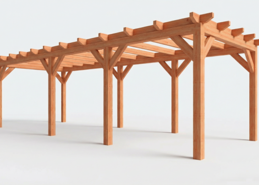 Constructiepakket plat dak | 8865x3460x2500mm | fijnbezaagd Douglas     CP-10.1014