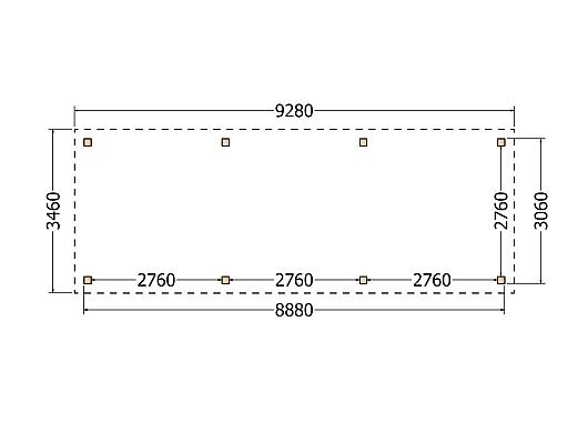 Constructiepakket kapschuur | 9280x3460x3445mm | fijnbezaagd Douglas    CP-20.1015