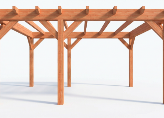 Constructiepakket plat dak | 5240x4105x2500mm | fijnbezaagd Douglas     CP-10.1027