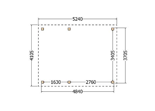 Constructiepakket plat dak | 5240x4105x2500mm | fijnbezaagd Douglas     CP-10.1027