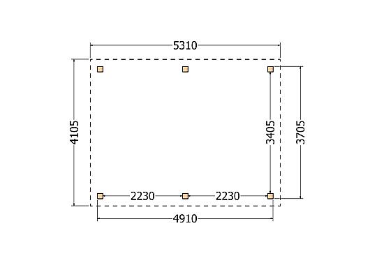 Constructiepakket plat dak | 5310x4105x2500mm | fijnbezaagd Douglas     CP-10.1028