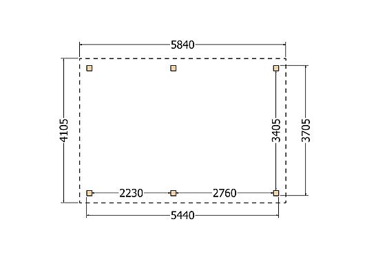 Constructiepakket plat dak | 5840x4105x2500mm | fijnbezaagd Douglas     CP-10.1029