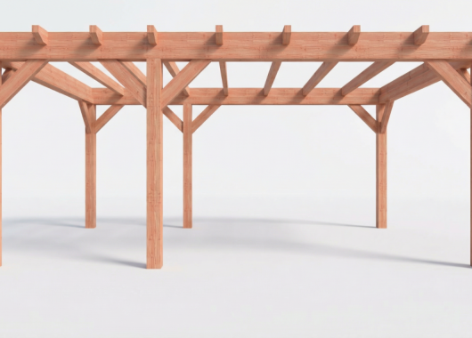 Constructiepakket plat dak | 5885x4105x2500mm | fijnbezaagd Douglas     CP-10.1030