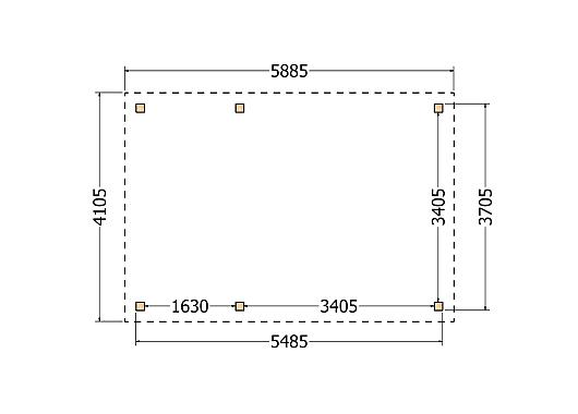 Constructiepakket plat dak | 5885x4105x2500mm | fijnbezaagd Douglas     CP-10.1030