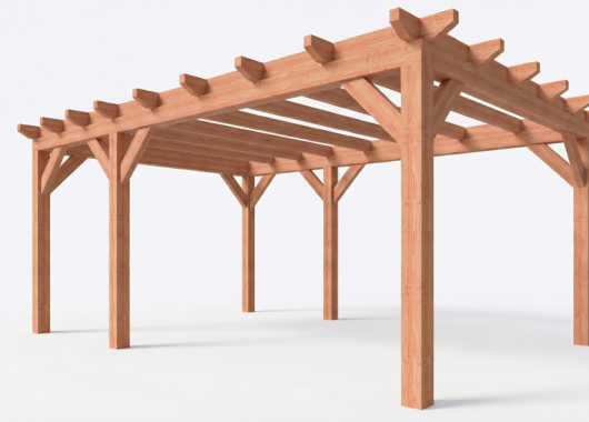 Constructiepakket plat dak | 5885x4105x2500mm | fijnbezaagd Douglas     CP-10.1030