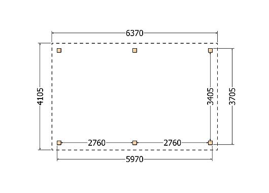 Constructiepakket plat dak | 6370x4105x2500mm | fijnbezaagd Douglas     CP-10.1031