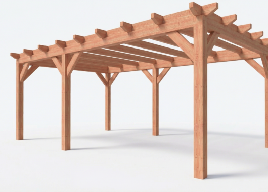 Constructiepakket plat dak | 6485x4105x2500mm | fijnbezaagd Douglas     CP-10.1032