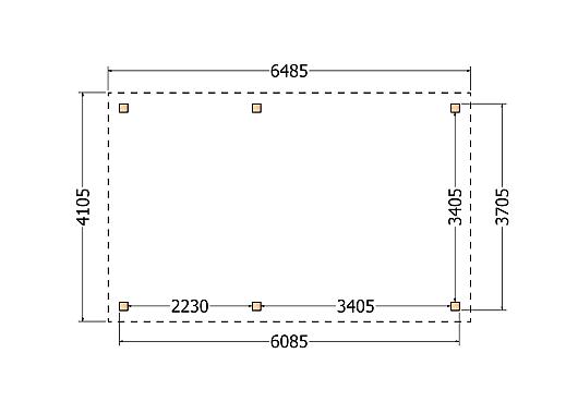 Constructiepakket plat dak | 6485x4105x2500mm | fijnbezaagd Douglas     CP-10.1032