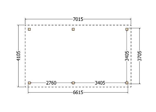 Constructiepakket plat dak | 7015x4105x2500mm | fijnbezaagd Douglas     CP-10.1033