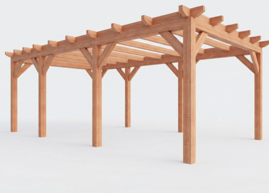 Constructiepakket plat dak | 7090x4105x2500mm | fijnbezaagd Douglas     CP-10.1034