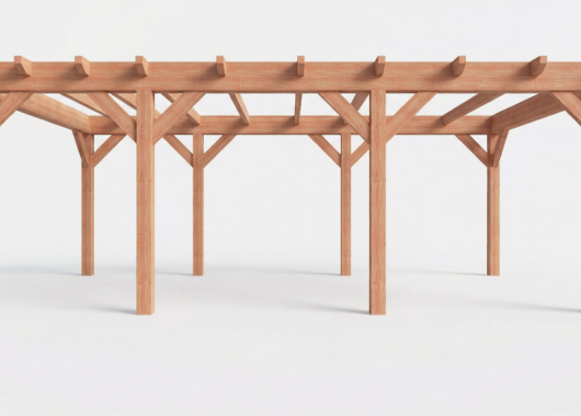 Constructiepakket plat dak | 7090x4105x2500mm | fijnbezaagd Douglas     CP-10.1034