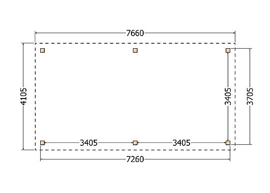 Constructiepakket plat dak | 7660x4105x2500mm | fijnbezaagd Douglas     CP-10.1035