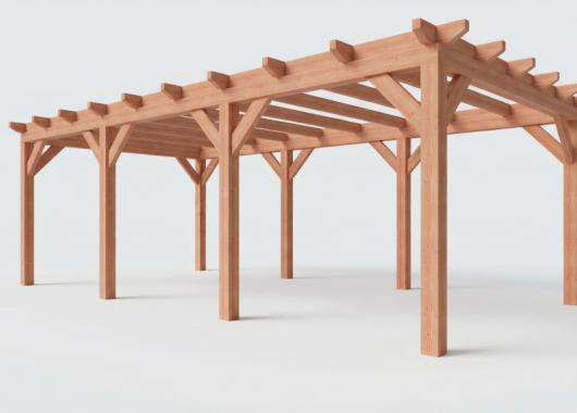 Constructiepakket plat dak | 7690x4105x2500mm | fijnbezaagd Douglas     CP-10.1036