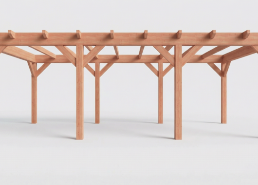 Constructiepakket plat dak | 7690x4105x2500mm | fijnbezaagd Douglas     CP-10.1036