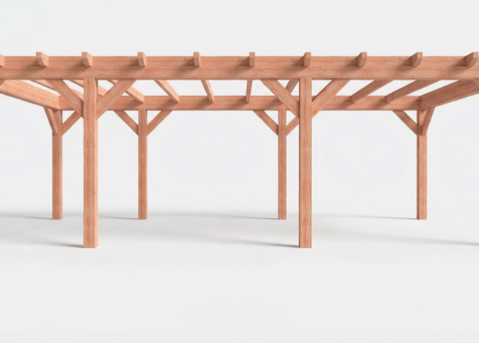 Constructiepakket plat dak | 8150x4105x2500mm | fijnbezaagd Douglas     CP-10.1037