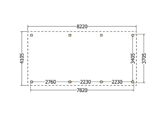Constructiepakket plat dak | 8220x4105x2500mm | fijnbezaagd Douglas     CP-10.1038