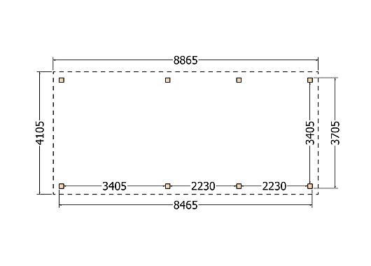 Constructiepakket plat dak | 8865x4105x2500mm | fijnbezaagd Douglas     CP-10.1039