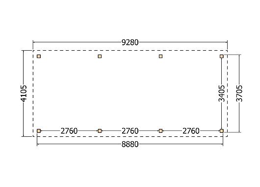Constructiepakket plat dak | 9280x4105x2500mm | fijnbezaagd Douglas     CP-10.1040