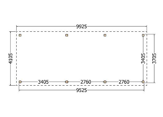 Constructiepakket plat dak | 9925x4105x2500mm | fijnbezaagd Douglas     CP-10.1041