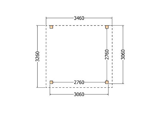 Constructiepakket aanbouwveranda | 3460x3260x2500mm | fijnbezaagd Douglas     CP-10.2000