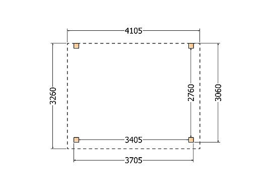 Constructiepakket aanbouwveranda | 4105x3260x2500mm | fijnbezaagd Douglas     CP-10.2001