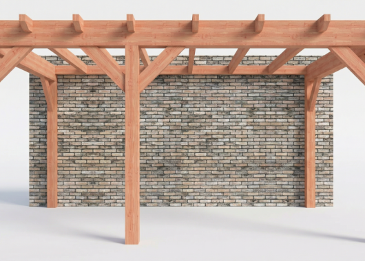 Constructiepakket aanbouwveranda | 5240x3260x2500mm rechts | fijnbezaagd Douglas     CP-10.2003