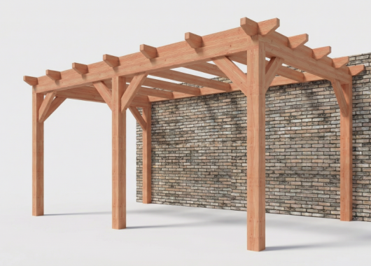 Constructiepakket aanbouwveranda | 5840x3260x2500mm links | fijnbezaagd Douglas     CP-10.2005
