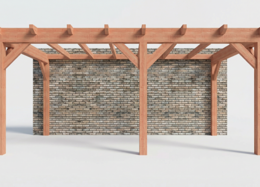 Constructiepakket aanbouwveranda | 5840x3260x2500mm rechts | fijnbezaagd Douglas     CP-10.2006