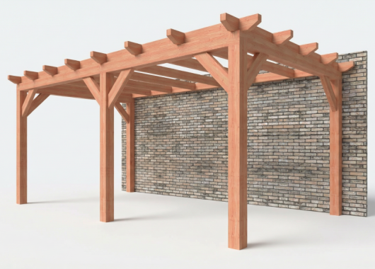Constructiepakket aanbouwveranda | 5840x3260x2500mm rechts | fijnbezaagd Douglas     CP-10.2006
