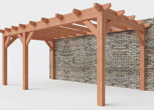 Constructiepakket aanbouwveranda | 5885x3260x2500mm links | fijnbezaagd Douglas     CP-10.2007