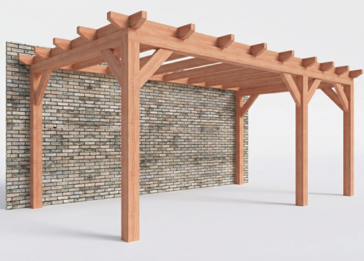 Constructiepakket aanbouwveranda | 5885x3260x2500mm rechts | fijnbezaagd Douglas     CP-10.2008