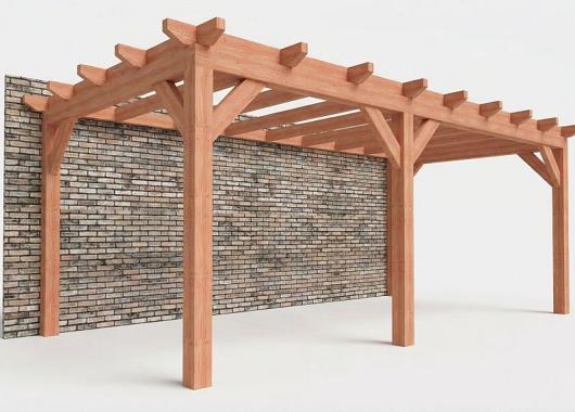 Constructiepakket aanbouwveranda | 6485x3260x2500mm links | fijnbezaagd Douglas     CP-10.2010