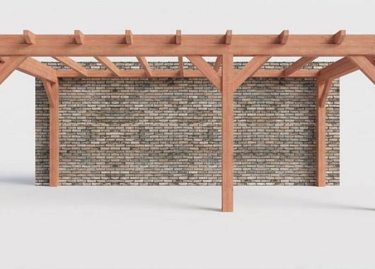 Constructiepakket aanbouwveranda | 6485x3260x2500mm rechts | fijnbezaagd Douglas     CP-10.2011