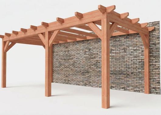 Constructiepakket aanbouwveranda | 6485x3260x2500mm rechts | fijnbezaagd Douglas     CP-10.2011