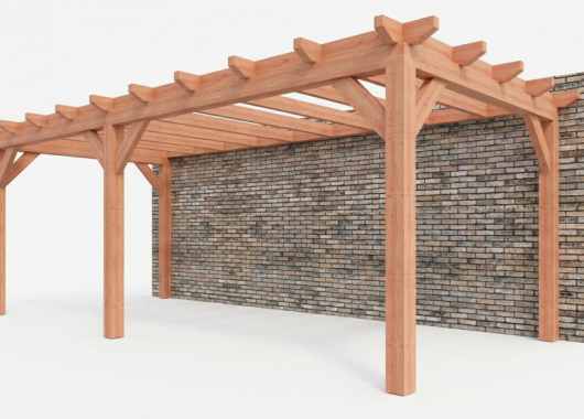 Constructiepakket aanbouwveranda | 7090x3260x2500mm links | fijnbezaagd Douglas     CP-10.2014