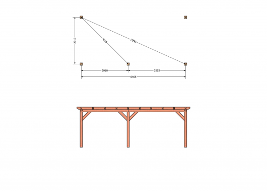 Constructiepakket aanbouwveranda | 7015x3260x2500mm links | fijnbezaagd Douglas     CP-10.2012