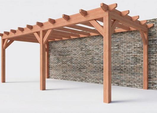 Constructiepakket aanbouwveranda | 7015x3260x2500mm rechts | fijnbezaagd Douglas     CP-10.2013