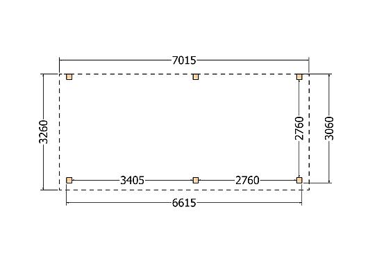 Constructiepakket aanbouwveranda | 7015x3260x2500mm rechts | fijnbezaagd Douglas     CP-10.2013