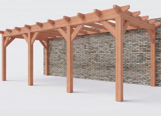 Constructiepakket aanbouwveranda | 7090x3260x2500mm rechts | fijnbezaagd Douglas     CP-10.2015