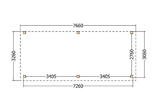 Constructiepakket aanbouwveranda | 7660x3260x2500mm | fijnbezaagd Douglas     CP-10.2016
