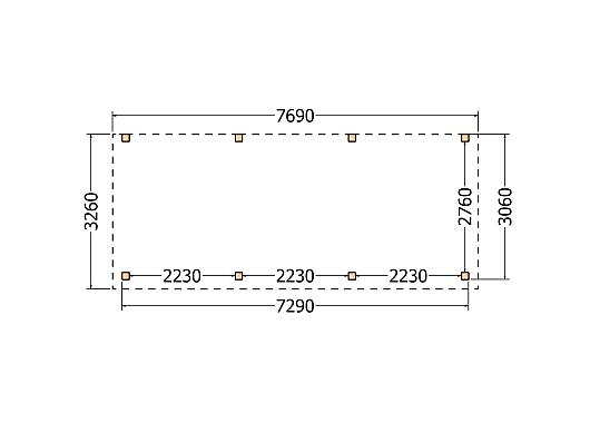 Constructiepakket aanbouwveranda | 7690x3260x2500mm | fijnbezaagd Douglas     CP-10.2017