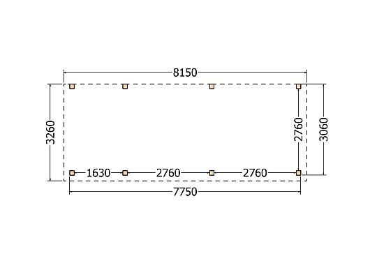 Constructiepakket aanbouwveranda | 8150x3260x2500mm links | fijnbezaagd Douglas     CP-10.2018