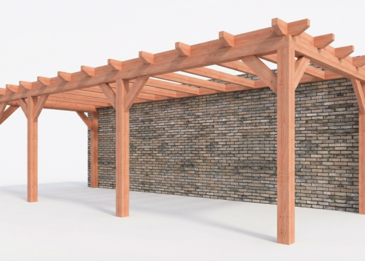 Constructiepakket aanbouwveranda | 8150x3260x2500mm links | fijnbezaagd Douglas     CP-10.2018